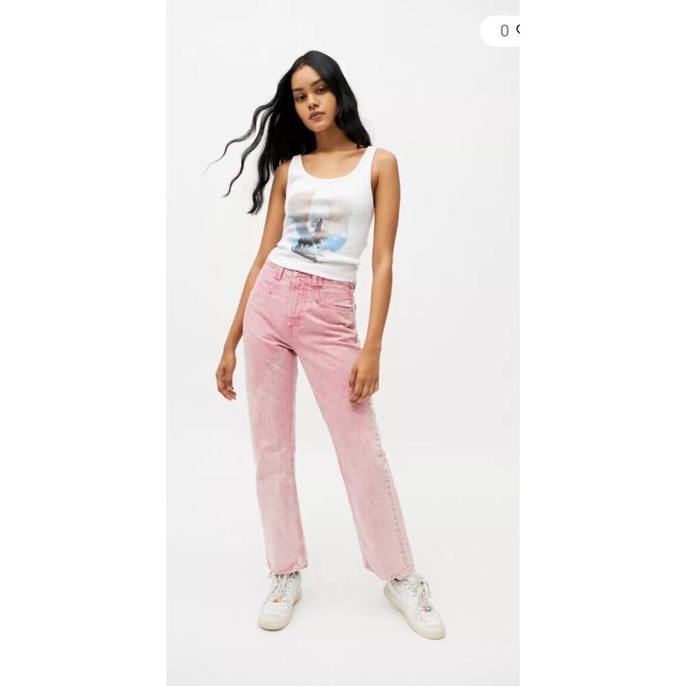 NWT BGD urban outfitters pink jeans high rise Cowboy Jeans Size 24 - Picture 1 of 11